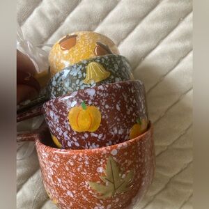 Autumn Harvest Speckled Ceramic Measuring Cups - Set of 4 NWT